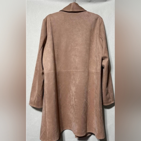 Roz & Ali Faux Suede Open Front Long Sleeves Long Jacket Size 3X - Picture 2 of 5